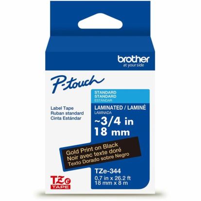 Brother Genuine P-touch TZe344 GLD on BK Label Tape, Laminated, 18mmX8m 1