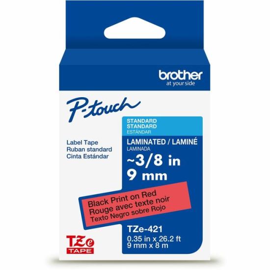 Brother Genuine P-touch TZe421 BK on RD Label Tape, Laminated, 9mmX8m 1
