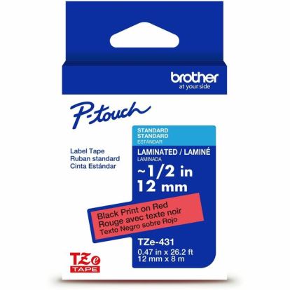 Brother Genuine P-touch TZe431 BK on RD Label Tape, Laminated, 12mmX8m 1