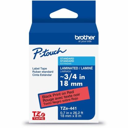 Brother Genuine P-touch TZe441 BK on RD Label Tape, Laminated, 18mmX8m 1