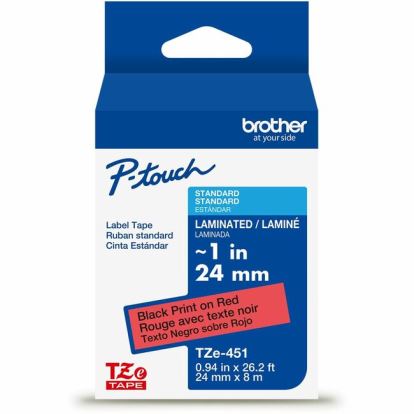 Brother Genuine P-touch TZe451 BK on RD Label Tape, Laminated, 24mmX8m 1