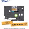 Brother Genuine P-touch TZeB31 BK on FLUOR ORG Label Tape, Laminated, 12mmX5m 2