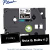 Brother Genuine P-touch TZeM355 WHT on BK Label Tape, Premium Matte Laminated, 24mmX8m 2