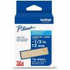 Brother Genuine P-touch TZeMQ835 WHT on SATIN GLD Label Tape, Laminated, 12mmX5m 1