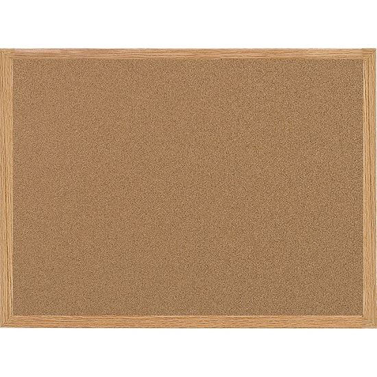 MasterVision Oak Frame 3'x2' Cork Bulletin Board 1