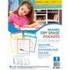 C-Line Reusable Dry Erase Pockets, Assorted Primary Colors, 9 x 12, 5/PK 3