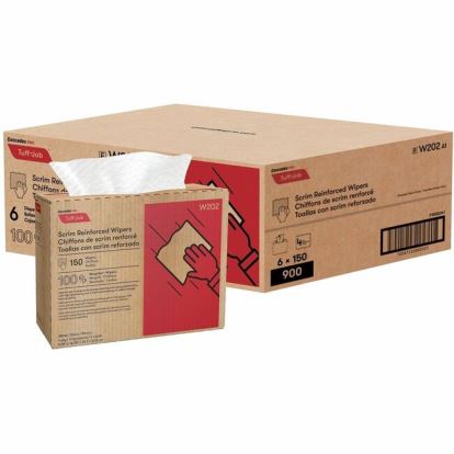 Cascades PRO Tuff-Job Interfold Wipers, 4-Ply, White, 150 sheets, 6 packs/pack 1