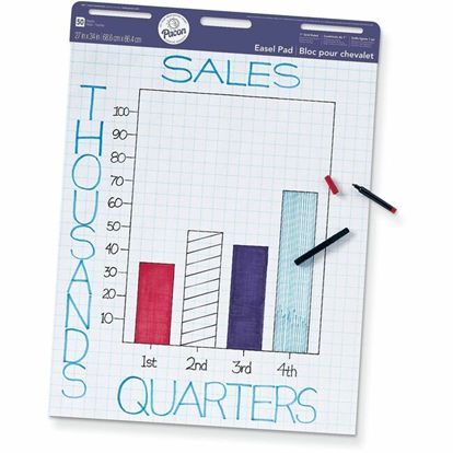 Pacon&reg; Easel Pad, Non-Adhesive, White, 1 in grid ruled 27" x 34" , 50 Sheets 1