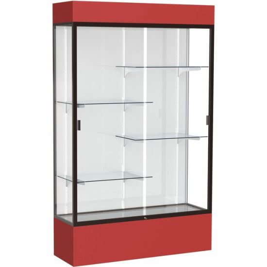 Waddell Lighted Floor Case, White Back w/ Dark Bronze Frame & Colored Base 1