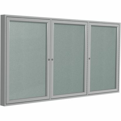 Ghent 3 Door Enclosed Vinyl Bulletin Board with Satin Frame 1