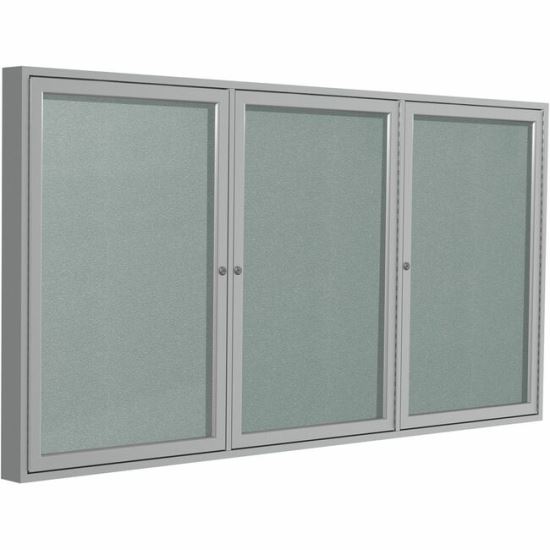 Ghent 3 Door Enclosed Vinyl Bulletin Board with Satin Frame 1