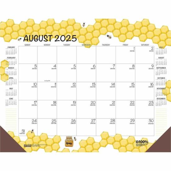 House of Doolittle Recycled Monthly Desk Pad Academic Calendar Honeycomb 22 x 17 Inches 1
