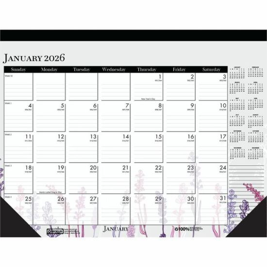 House of Doolittle Recycled Wild Flowers Desk Pad Calendar 1
