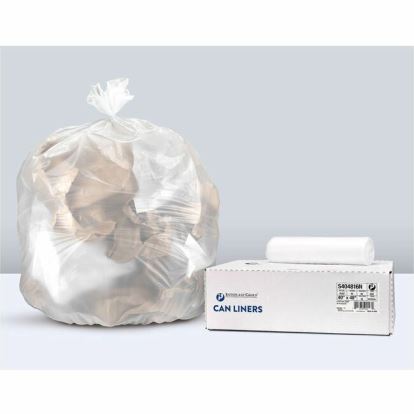 Inteplast HDPE Can Liners, 16 Microns, 40" x 48" , Natural, Pack Of 250 Liners 1