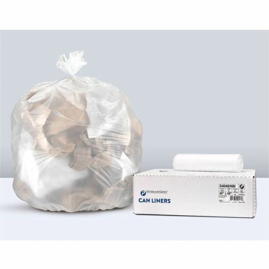 Inteplast HDPE Can Liners, 16 Microns, 40" x 48" , Natural, Pack Of 250 Liners 1