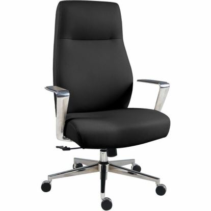 Lorell Fuerte Executive/Conference High-Back Chair with Polished Aluminum Arms 1