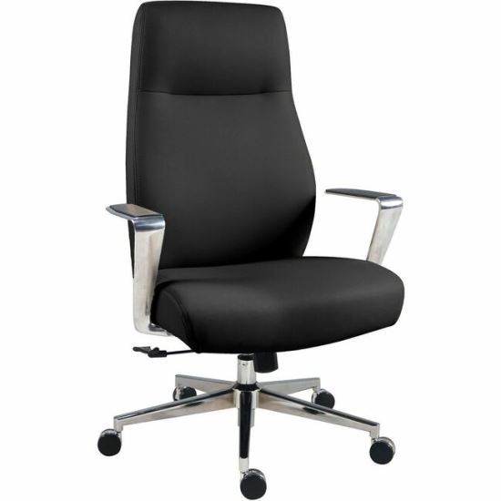 Lorell Fuerte Executive/Conference High-Back Chair with Polished Aluminum Arms 1