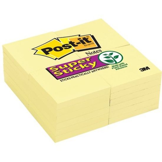 Post-it® Super Sticky Notes, 3" x 3" , Canary Yellow, Pack Of 24 Pads 1