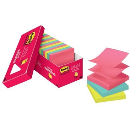 Post-it® Notes Pop-up Notes, 3" x 3" , Cape Town Color Collection, Pack Of 18 Pads 1