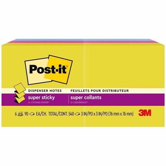 Post-it® Super Sticky Pop-up Notes R330-6SSJOY, 3 in x 3 in (76 mm x 76 mm) 1