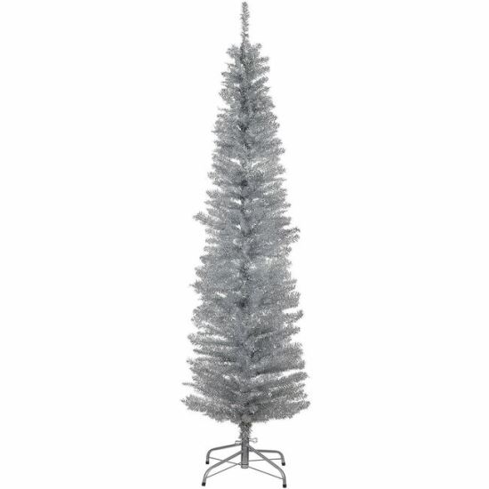 National Tree Tinsel Christmas Tree - Silver 1