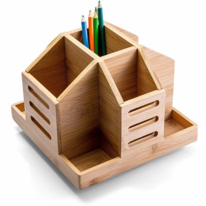 Officemate Bamboo Rotary Desktop Organizer 1