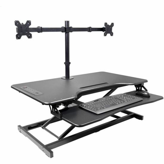 Rocelco Electric Desk Riser & Dual Monitor Mount 1