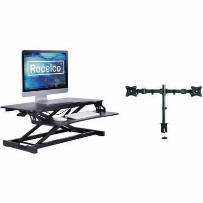 Rocelco Desk Riser & Dual-Monitor Mount 1