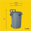 Rubbermaid Commercial Vented Wheeled BRUTE Container, 32 Gal Gray 8