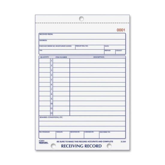 Rediform Carbonless Receiving Record Slip Book 1