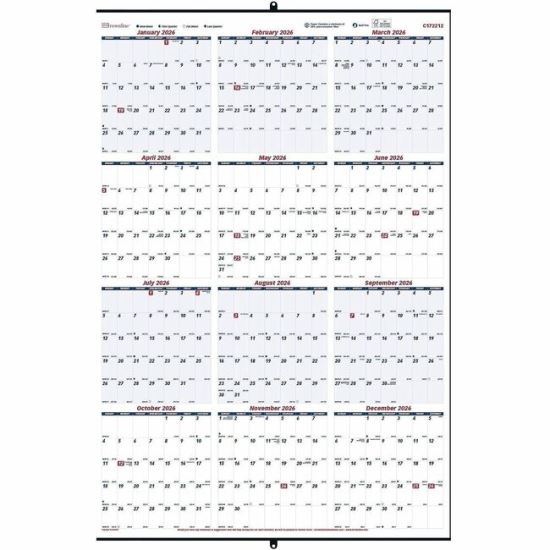 Brownline Heavyweight Yearly Wall Calendar 1