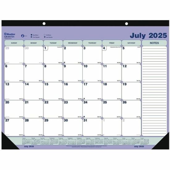 Blueline Monthly Desk Pad, Academic, 13 Months, July to July, English (CA181731) 1