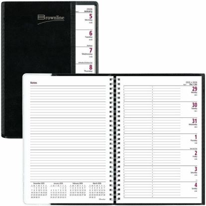 Brownline Pre-Vu Weekly Planner, Transparent Section, English, Black (CB920.BLK) 1