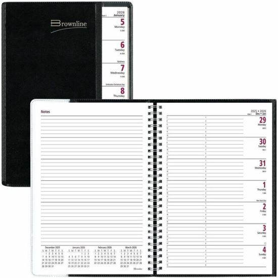 Brownline Pre-Vu Weekly Planner, Transparent Section, English, Black (CB920.BLK) 1