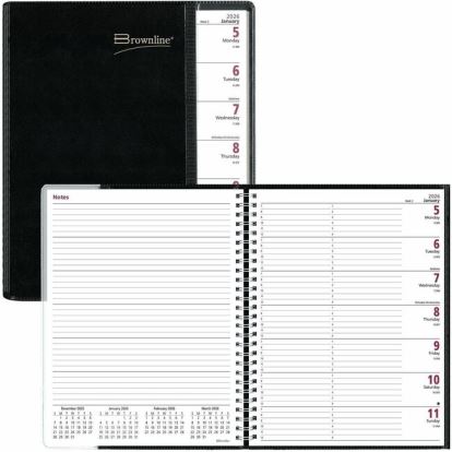 Brownline Pre-Vu Weekly Planner, Transparent Section, English, Black (CB925.BLK) 1