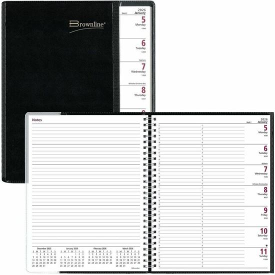 Brownline Pre-Vu Weekly Planner, Transparent Section, English, Black (CB925.BLK) 1