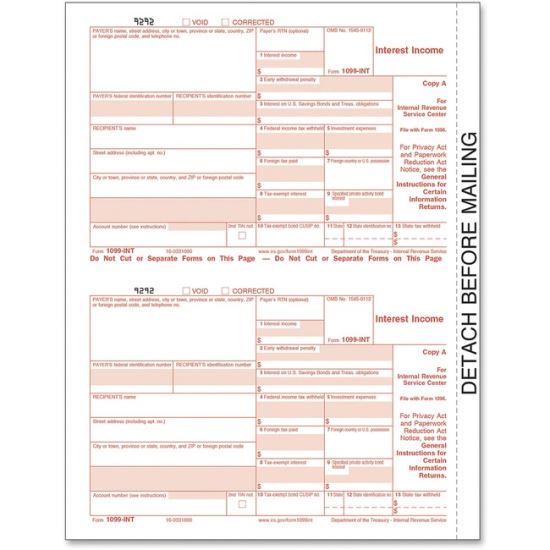 TOPS IRS Approved 4-part 1099-INT KIT Tax Forms 1