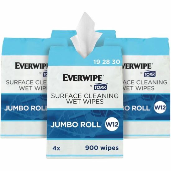 TORK Everwipe Surface Cleaning Wet Wipe Jumbo Rolls White 4/900 1