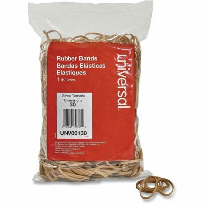 Universal Rubber Bands, Size 30, 0.04" Gauge, Beige, 1 lb Box, 1,100/Pack 1