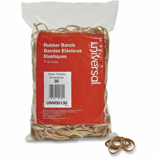 Universal Rubber Bands, Size 30, 0.04" Gauge, Beige, 1 lb Box, 1,100/Pack 1