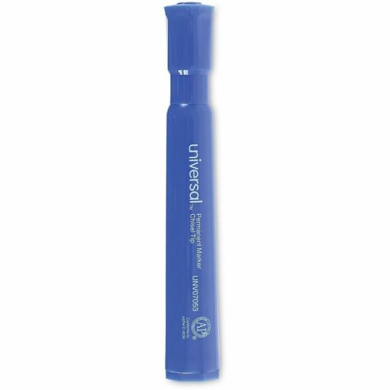 Universal Chisel Tip Permanent Marker, Broad Chisel Tip, Blue, Dozen 1