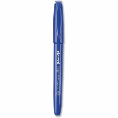 Universal Pen-Style Permanent Marker, Fine Bullet Tip, Blue, Dozen 1