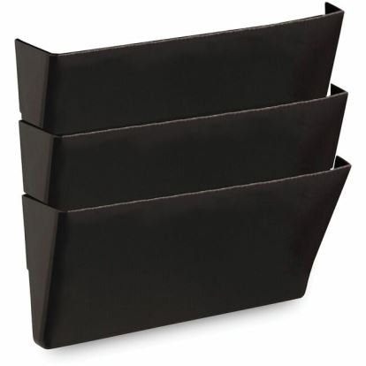 Universal Wall File Pockets, 3 Sections, Letter Size,13" x 4.13" x 14.5" , Black, 3/Pack 1