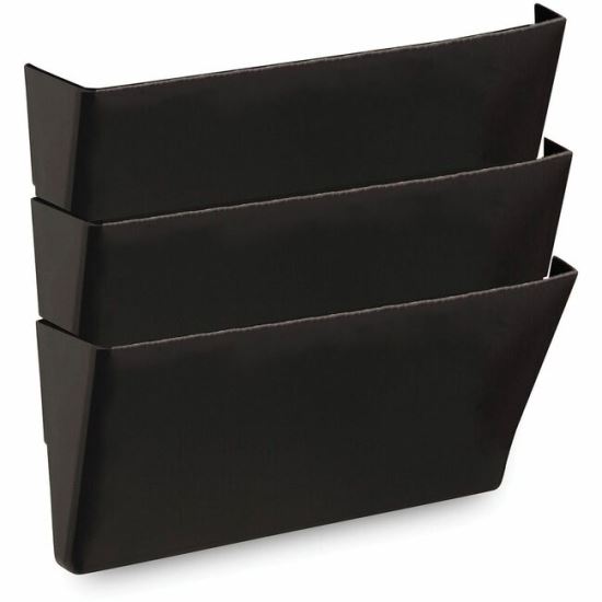 Universal Wall File Pockets, 3 Sections, Letter Size,13" x 4.13" x 14.5" , Black, 3/Pack 1