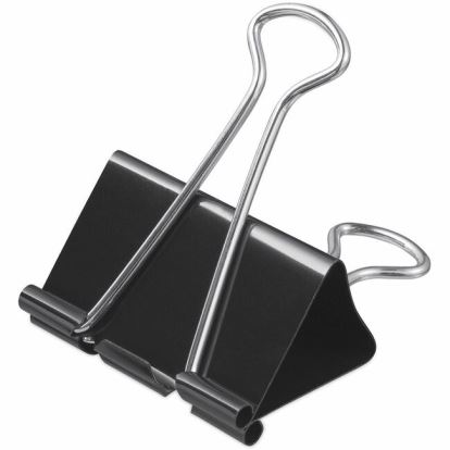 Universal Binder Clips with Storage Tub, Large, Black/Silver, 12/Pack 1