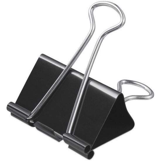 Universal Binder Clips with Storage Tub, Large, Black/Silver, 12/Pack 1