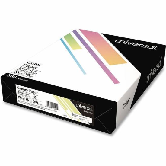 Universal Deluxe Colored Paper, 20 lb Bond Weight, 8.5 x 11, Canary, 500/Ream 1