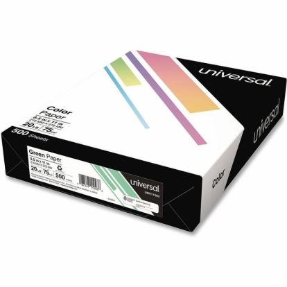 Universal Deluxe Colored Paper, 20 lb Bond Weight, 8.5 x 11, Green, 500/Ream 1