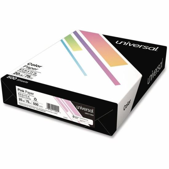 Universal Deluxe Colored Paper, 20 lb Bond Weight, 8.5 x 11, Pink, 500/Ream 1