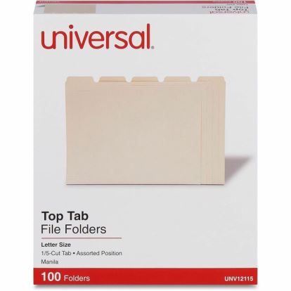 Universal 1/5 Tab Cut Letter Top Tab File Folder 1